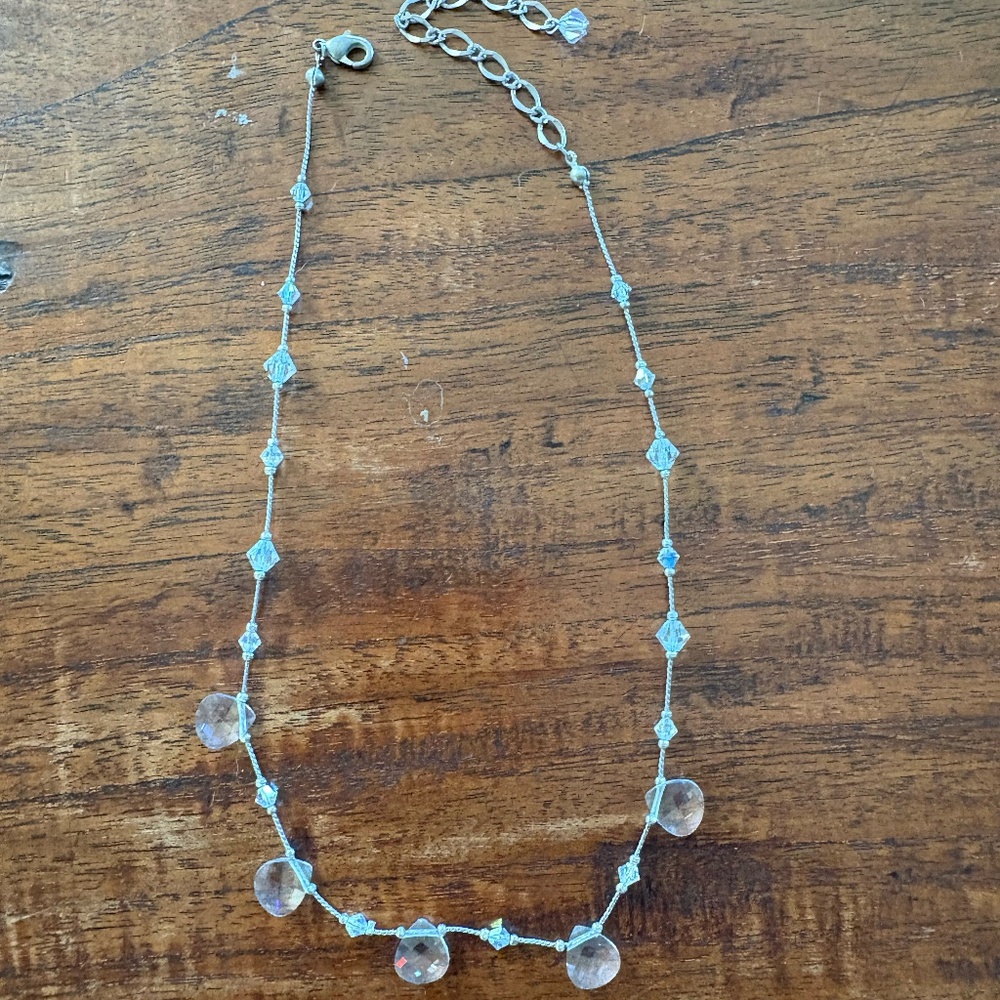 Vintage Inspired Crystal and Sliver Necklace